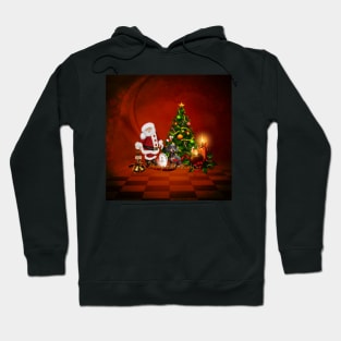 Santa Claus with hedgehog and dog  brings happiness Hoodie